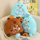 New Capybara Shark Shaped Snack Bag Plush Toys Super Soft Cartoon Squishy Pillow Funny Food Dolls Birthday Gifts Room Decor