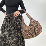 Y2K Leopard Print Shoulder Bag – Vintage Maillard Style