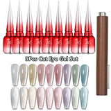 AS 9pcs Cat Eye Magnetic Moonlight Gel Nail Polish Set 15ml Sparkle White Silver Water Light Red UV Gel Nail Art Manicure Vernis