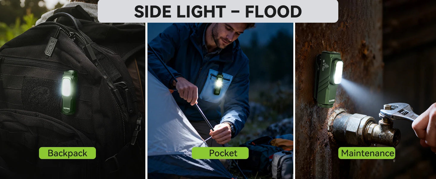 SOFIRN Mini ST10 1000LM EDC Flashlight USB C 14500 Rechargeable with Red Light 660NM Magnetic Tail & Clip Dual Switch Torch
