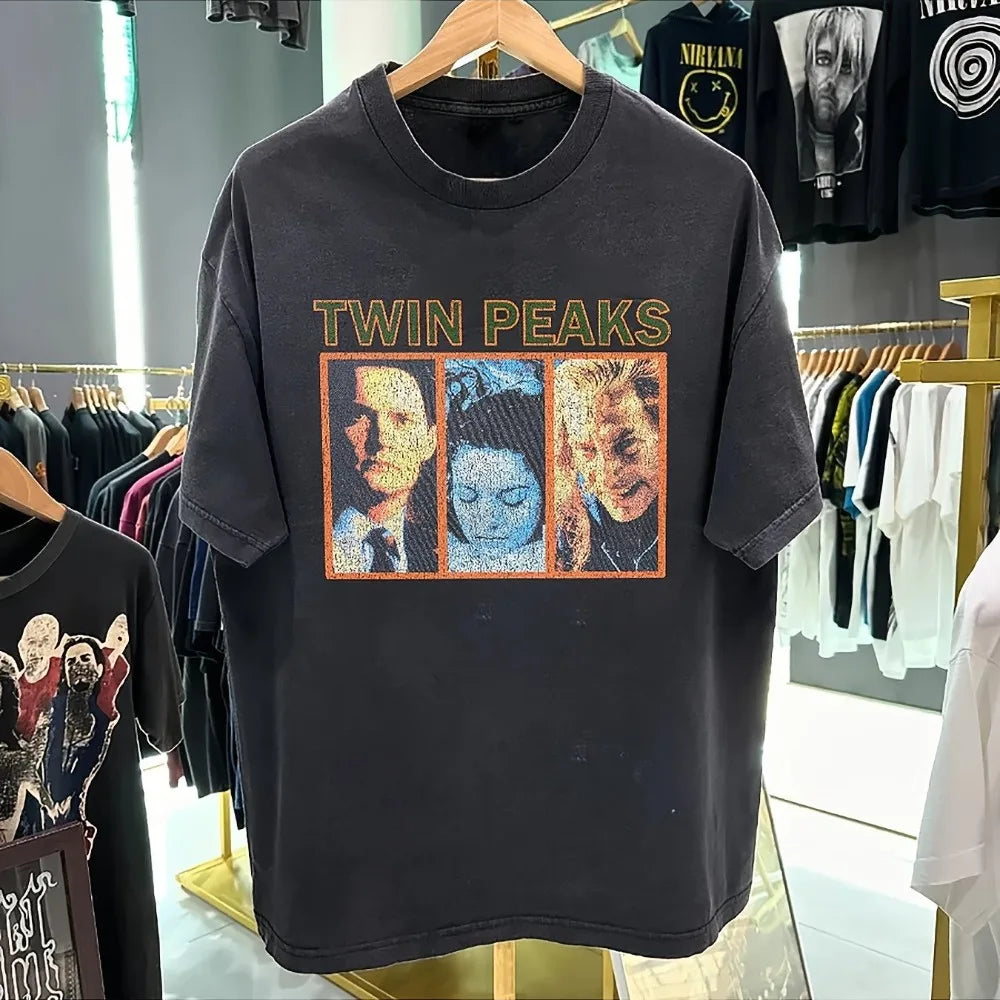 Twin Peaks Retro 90s Graphic Cotton T-Shirt — Unisex Oversized Tee