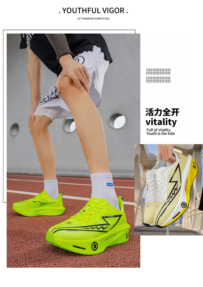 Men Marathon Running Shoes Carbon Plate Training Race Sports Outdoor Breathable Lightweight Women Comfortable Athletic Sneakers