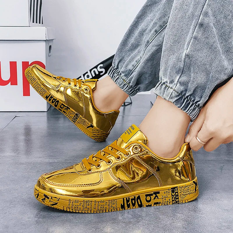Men's Glitter Lace-Up Streetwear Sneakers