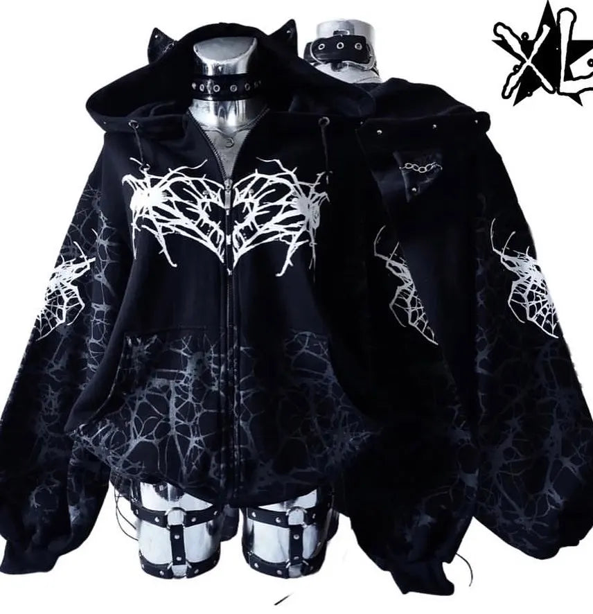 Women’s Y2K Geometric Zip-Up Hoodie