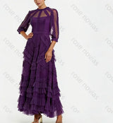 Customized Green Tulle High Quality Evening Dresses O-neck for Floor-Length Tiered A-line for Formal Evening Vestidos De Fiesta