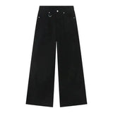 Men's Washed Blue Loose Straight-Leg Jeans