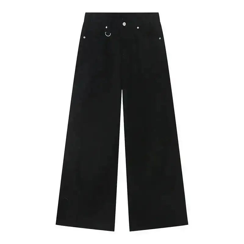Men's Washed Blue Loose Straight-Leg Jeans