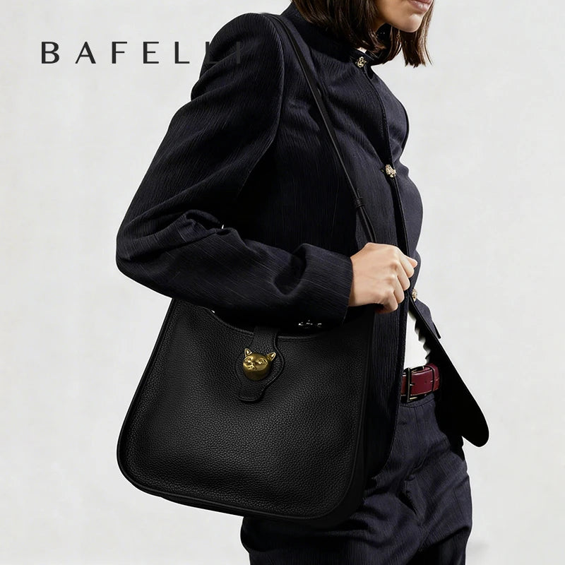 BAFELLI Genuine Leather Bucket Bag – Shoulder & Crossbody