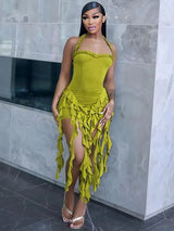 Ruffle Halter Mini Dress