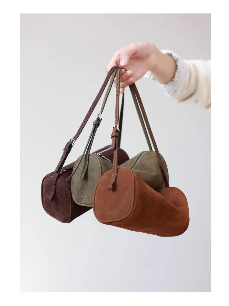 Full Grain Leather Soft Balck Small Size Crossbody Bags For Women Luxury Adjustable Shoulder Strap Underarm Bag Portable Handbag
