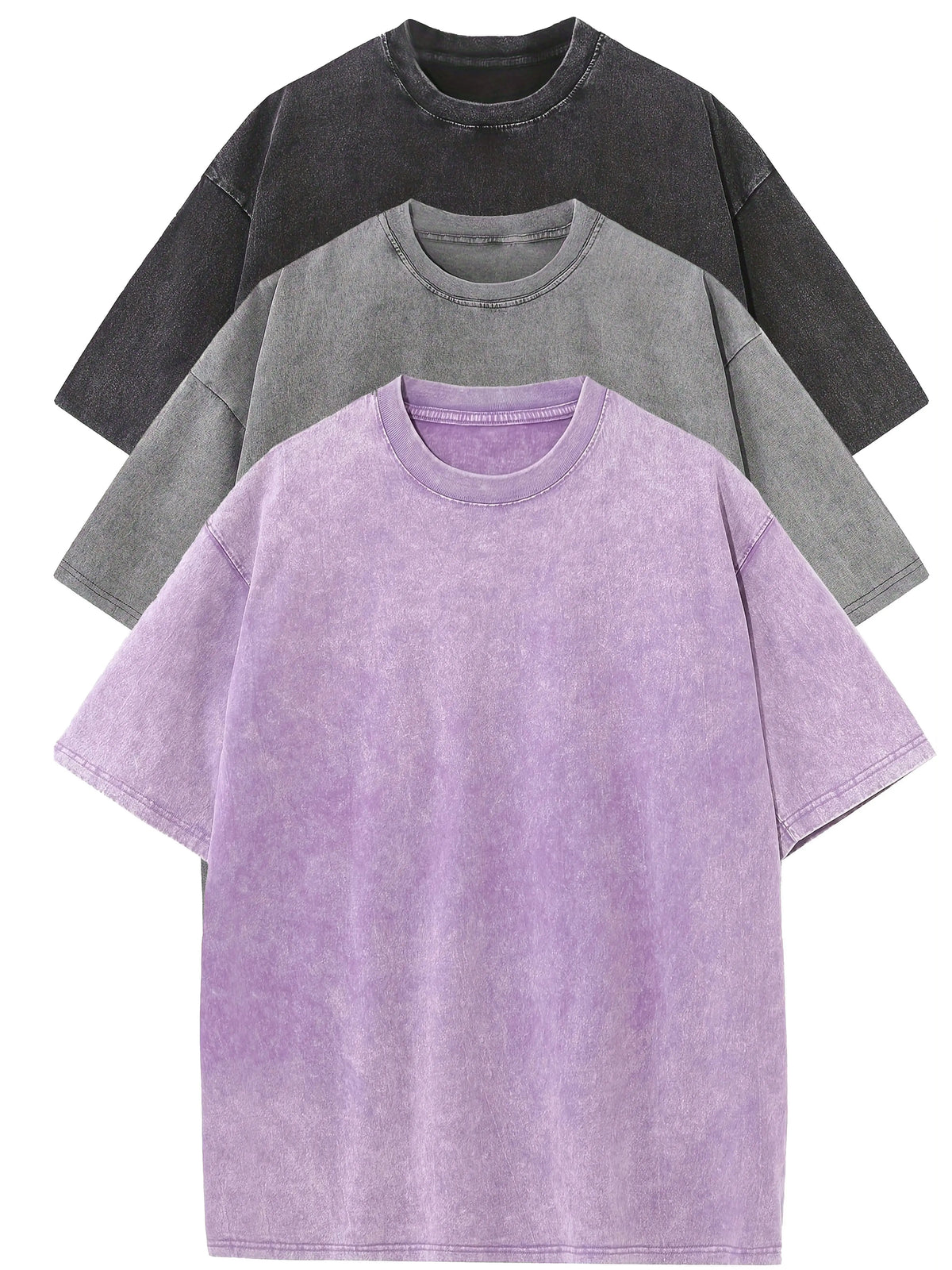 3pcs Men's 100% Cotton Loose-Fit T-Shirts in Solid Colors Casual Short Sleeve Crew Neck Ideal for Summer Outdoor