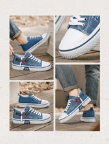 Men's Plus Size Canvas Sneakers — Breathable Lace-Up Casual Flat Shoes