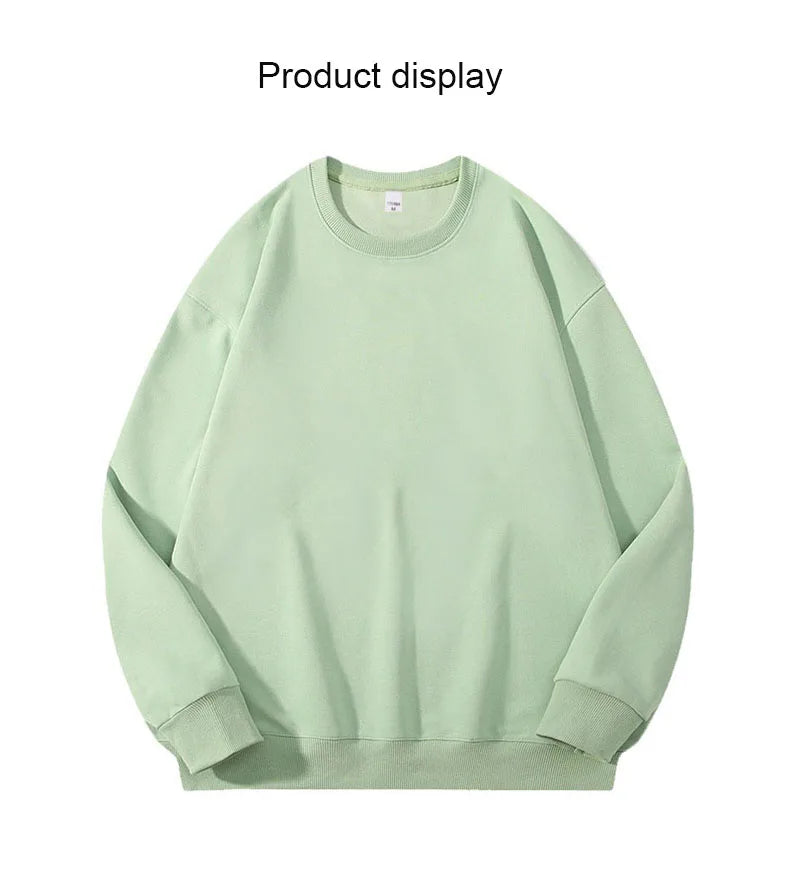 Custom Embroidery Logo Solid Sweatshirts Spring Autumn Warm Sweatshirt High Quality Men Tops Male Brand Hip Hop Pullover