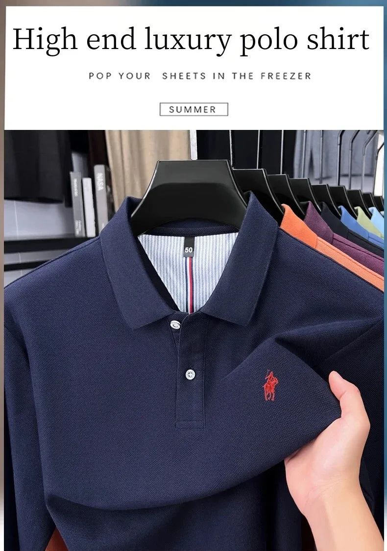 Premium Cotton Embroidered Long Sleeve Polo Shirt