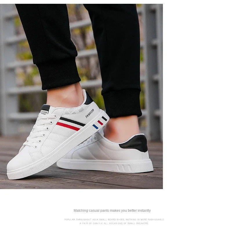 2026 Mens Casual Sneakers New Fashion Lace-up White Shoes Student Comfort Sports Plus Size Vulcanized Shoes Zapatillas De Hombre