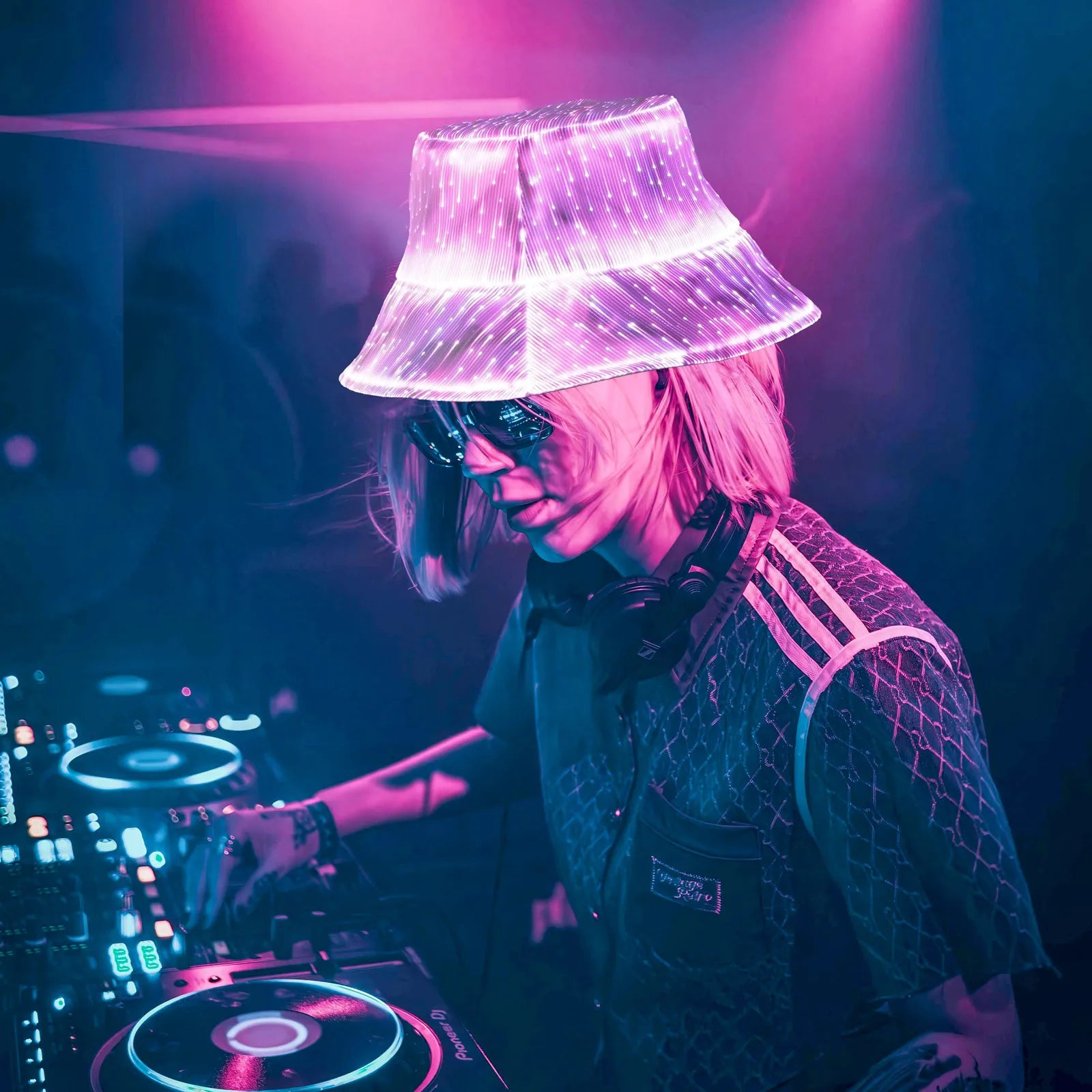 Luminous Fiber Optic Cyberpunk Bucket Hat