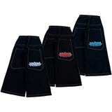 Harajuku Money Print Streetwear Jeans High Waist Wide Trouser Black Pants Streetwear Men Hip Hop Women Embroider Y2k Baggy Jeans