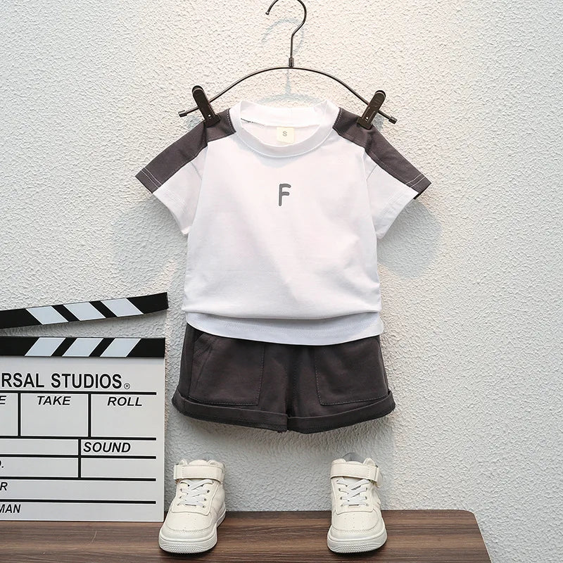 Boys' Summer Cotton Letter Print Set