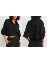 Women's Relaxed V-Neck Cropped Hoodie