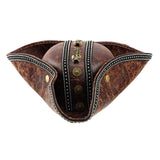 Pirate Hat for Women Men Creative PU Leather Tricorn Costume Hat for Halloween Cosplay Party Supply Costume Props