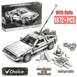 1:8 Scale Back to The Future Time Machines 1872Pcs 2 Mini Figures Building Blocks Kits Collectible Authentically Detailed Model