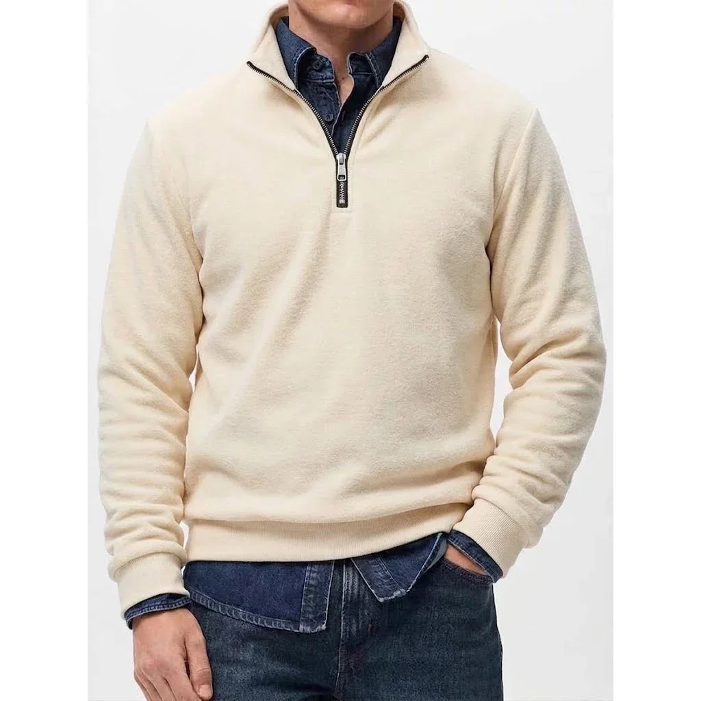 Mens Zip Up Streetwear Mock Neck Jumper Winter Warm Fleece Knit Top Long Sleeve Pullover Outdoor Work Jacket Coats Sweatshirts