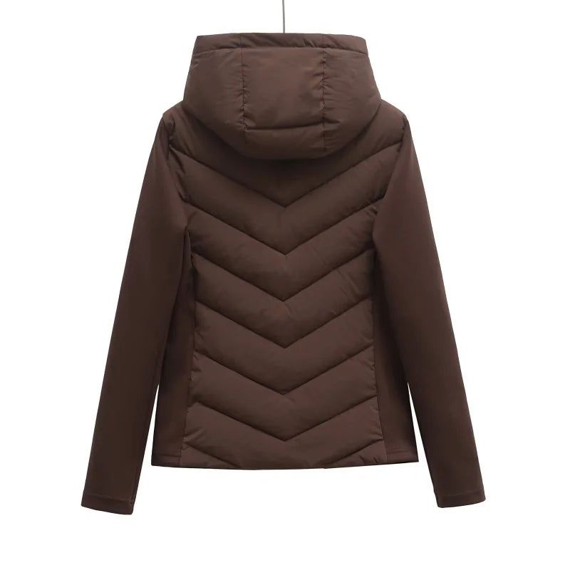 Elegant Patchwork Hooded Sport Coat