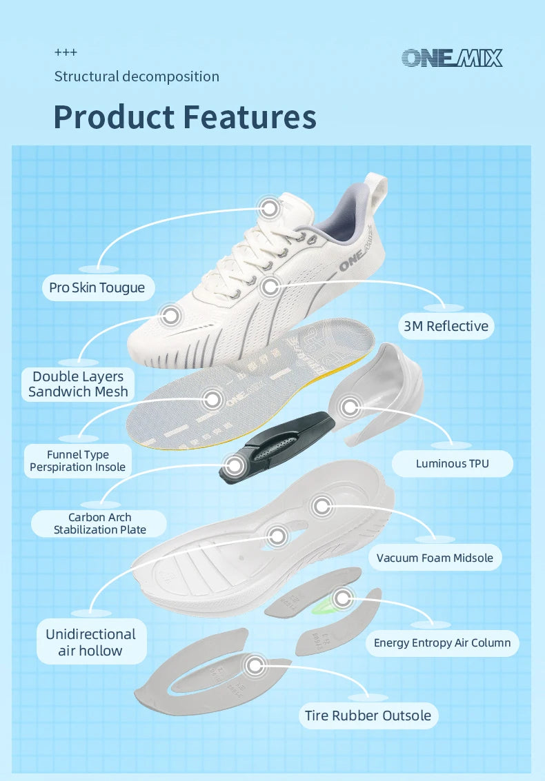 ONEMIX Road Running Shoes for Men Summer Breathable Mesh Men's Sneakers Outdoor Training Sport Jogging Shoes Plus Size 47