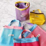 Homefish Foldable Mesh Cosmetic Bag Ins Style Bright Color Portable Women Summer Toiletry Storage Bag Beach Makeup Pouch