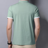 Men's Stand Collar Polo Tee – Solid, Anti-Wrinkle