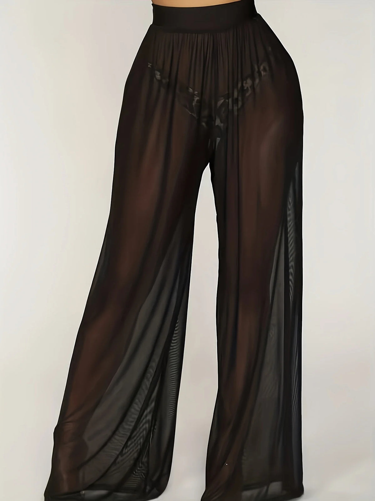 Women's Black Lace Wide-Leg Pants