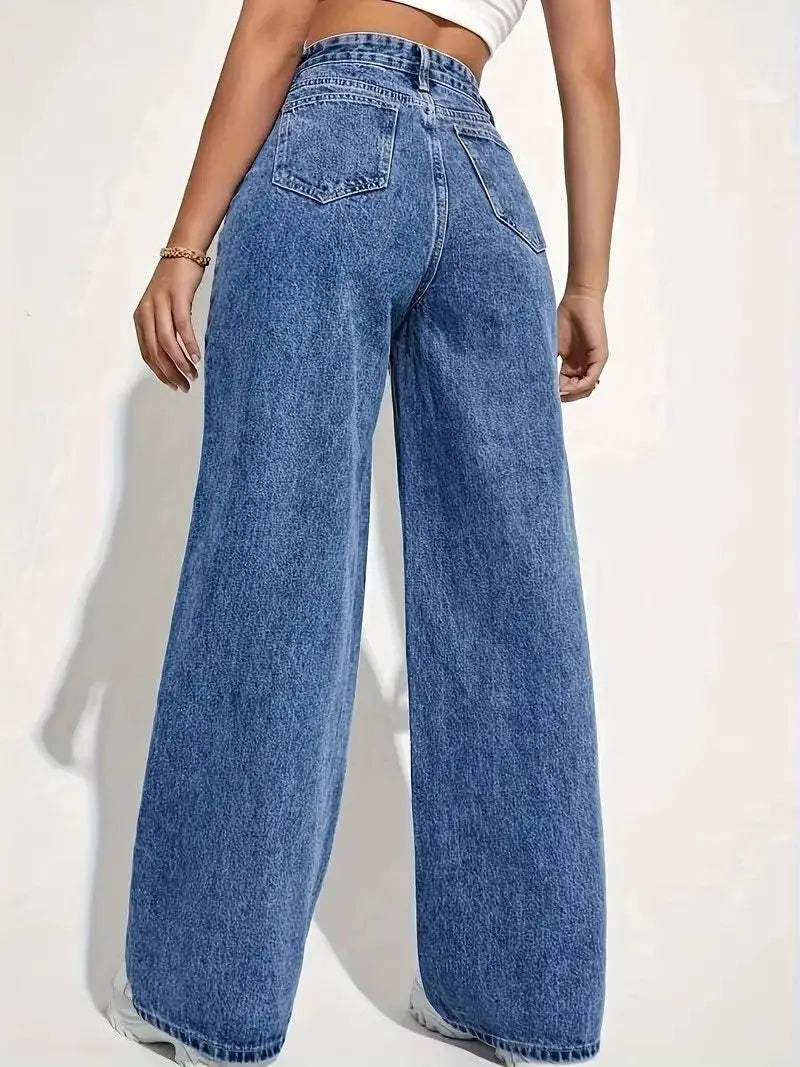 Women's High-Waist Straight Leg Jeans | Retro Y2K