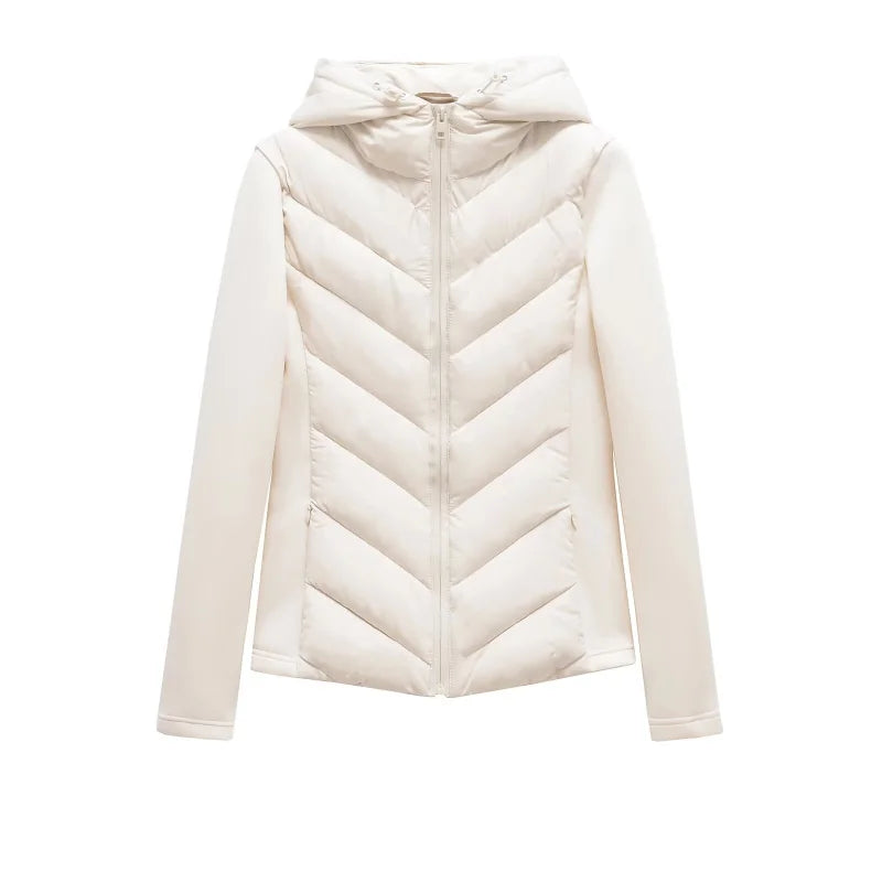 Elegant Patchwork Hooded Sport Coat