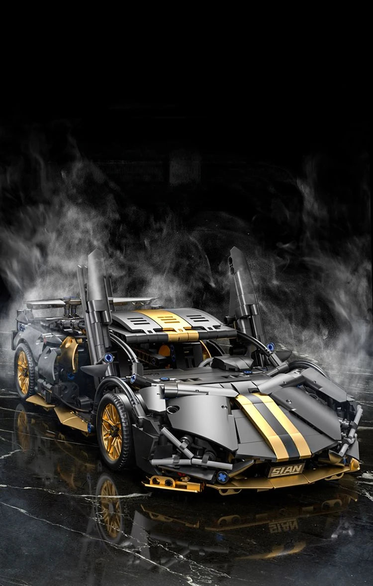 Technology 1:14 Black Supercar racing building blocks assembled brick car toy gift for boys birthday present