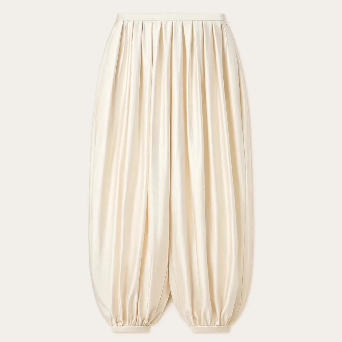 Women's Satin Lantern Pants with Pleated Detail
