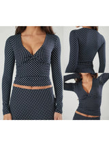 Polka Dot V-Neck Long Sleeve Tee