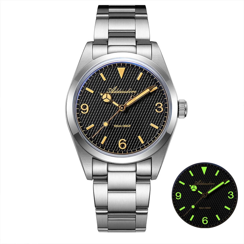 ADDIESDIVE 36mm Men Watch Luxury 200m Waterproof Super Luminous Bubble Glass Stainless Steel Wrist Watch Quartz Watches For Men