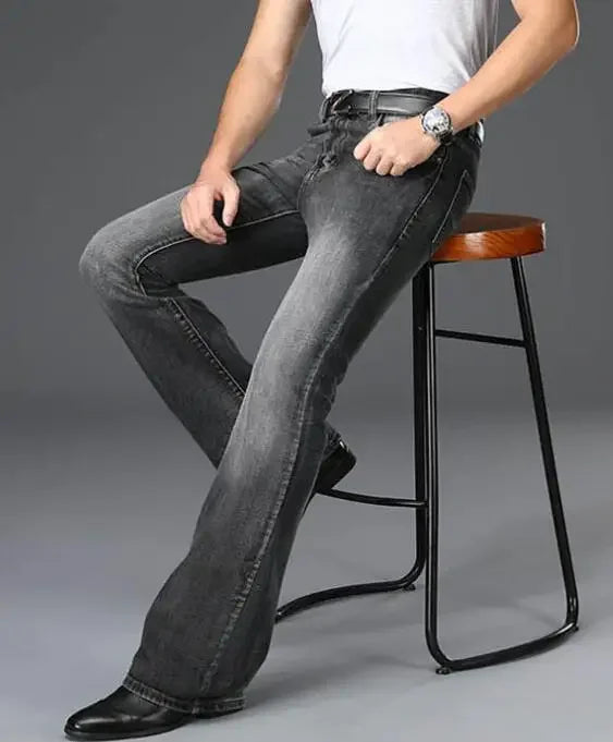 Men's Flared Jeans with Mid-Rise Waist