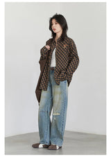 CHIC VEN Retro Women's Jeans Loose Casual  New High Waisted Wide Legs Denim Pant Female Trousers Spring Autumn 2025