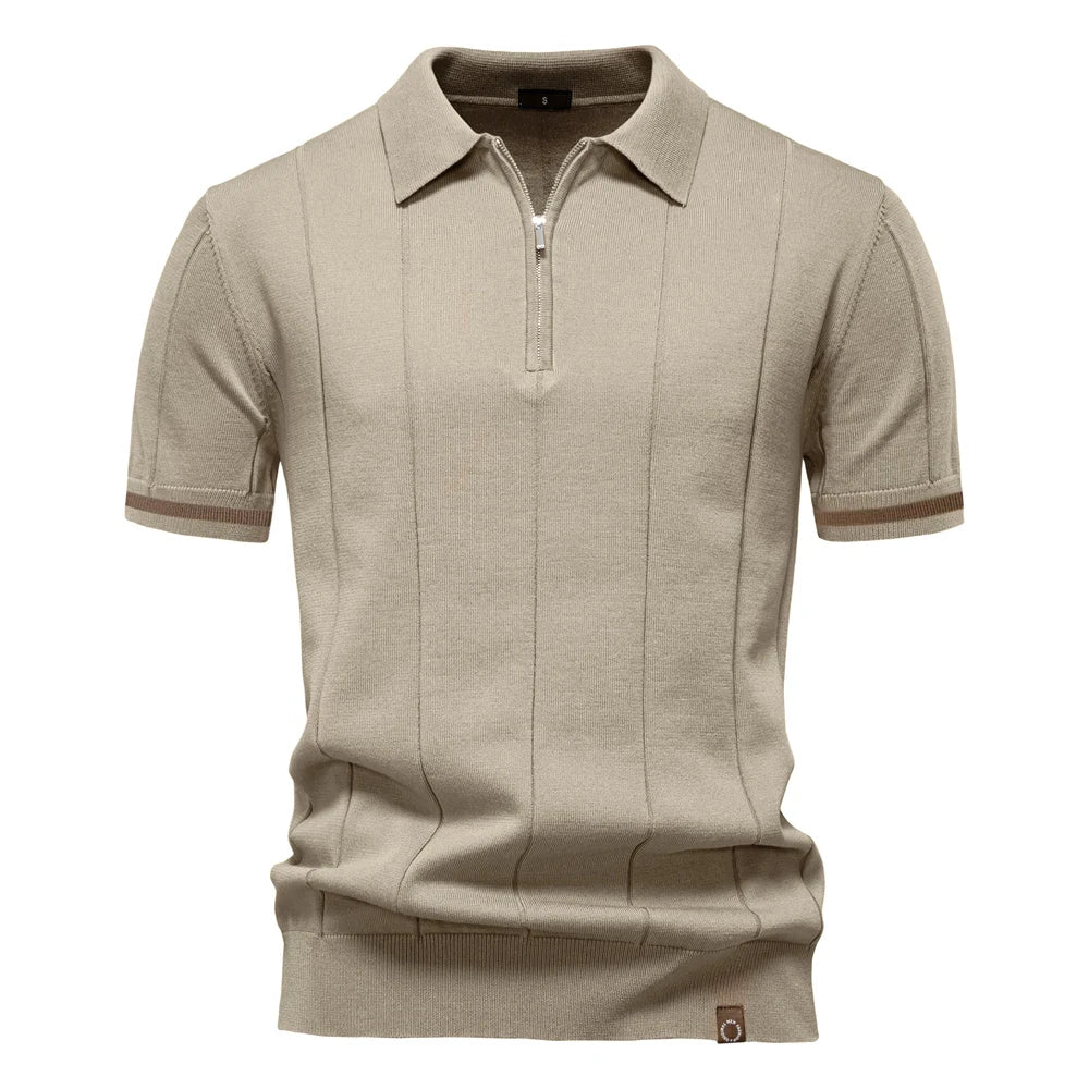 AIOPESON Men's Slim Fit Zipper Polo Shirt | Sport & Office