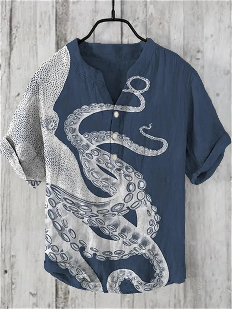 Men's USA-Made 3D Print V-Neck Summer Shirt | S-5XL