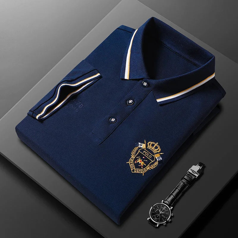 Men's Embroidered Polo Shirt – Casual Short Sleeve Top