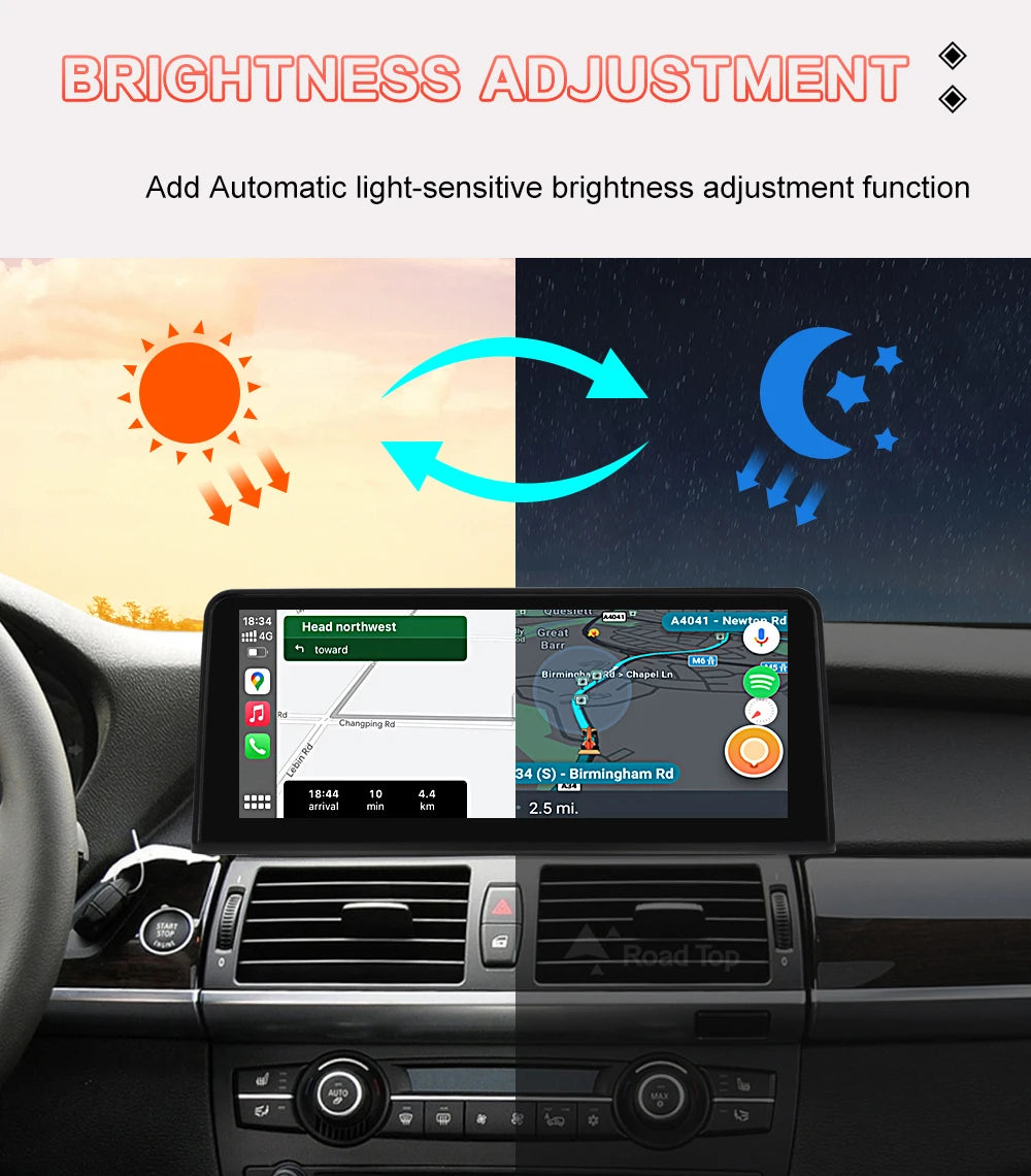 RoadTop 10.25"/12.3" Wireless CarPlay & Android Auto Screen for BMW X5 X6