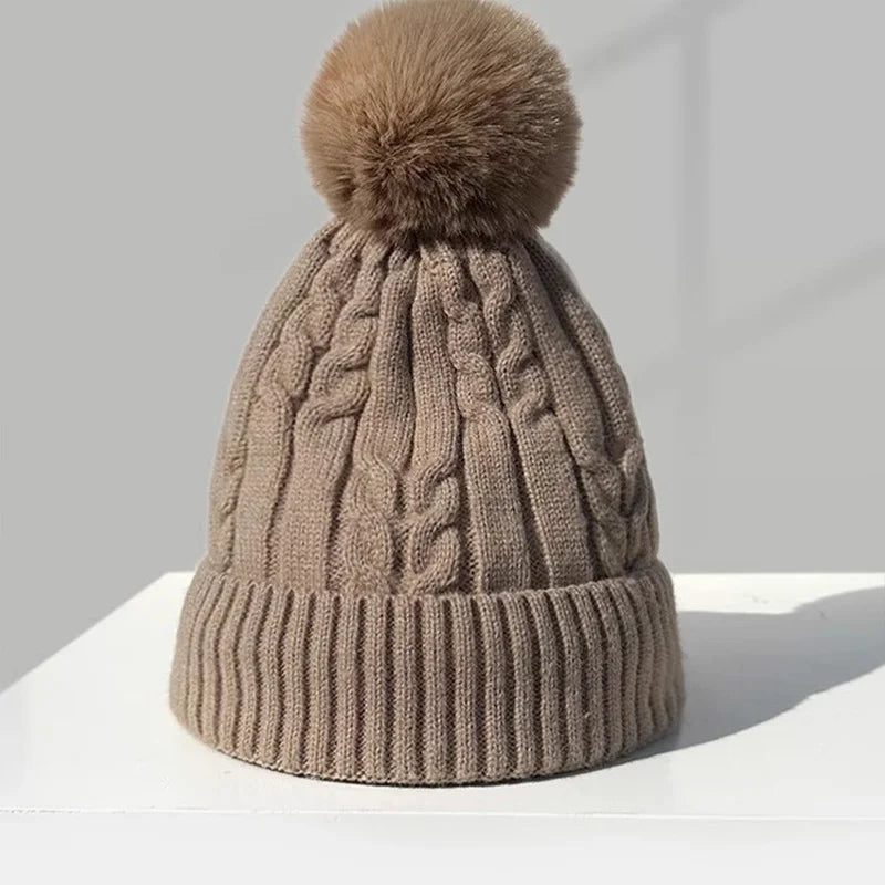 Women warm beanie hat men Plush and thickened cap winter ear protection high-end ski hat warm big head knit hat women's winter