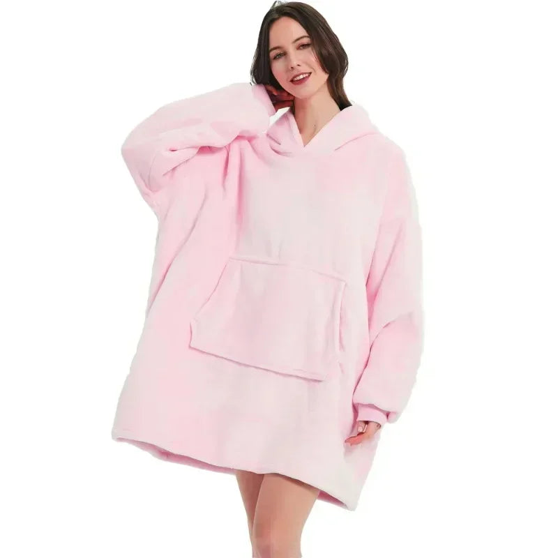 Oversized Microfiber Fleece Hoodie Blanket