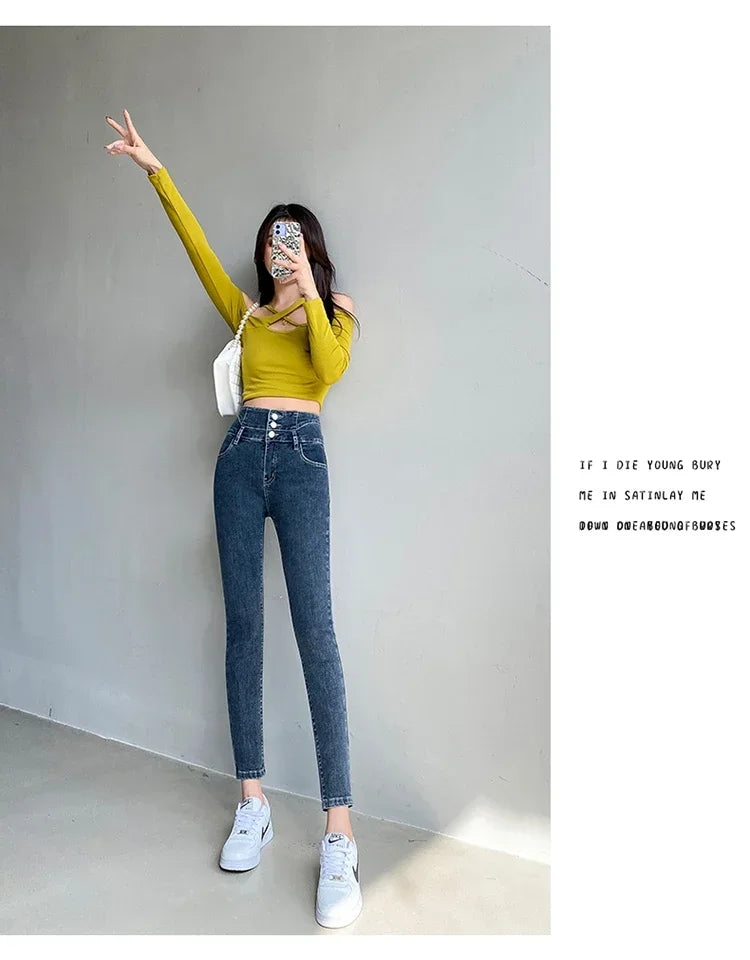 Women's High Waist Stretch Jeans – Slim Denim Pants