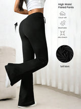 Women's Black High-Waisted Stretch Flare Pants