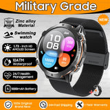 2025 New 1000mAh Battery Sports SmartWatch 1.73" AMOLED Screen 10ATM Waterproof Compass Altimeter Military T-Rex3 Smartwatch Men