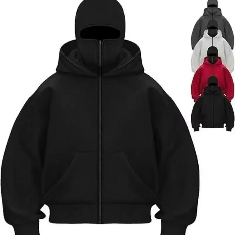Y2K Double-Hood Zip-Up Balaclava Hoodie
