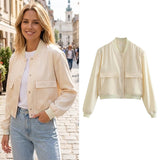 Willshela Women's Solid Bomber Jacket with Pockets